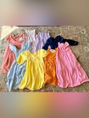 Cat & Jack Girls' Multi-Color Casual Dresses Pack - Yellow, Pink, Blue, Coral